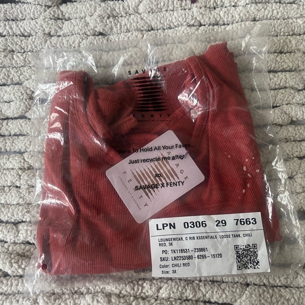 Savage X Fenty Rib Xssentials Tank Chili Red Size 3x Burnt Orange Plus Size — image 4 of 5